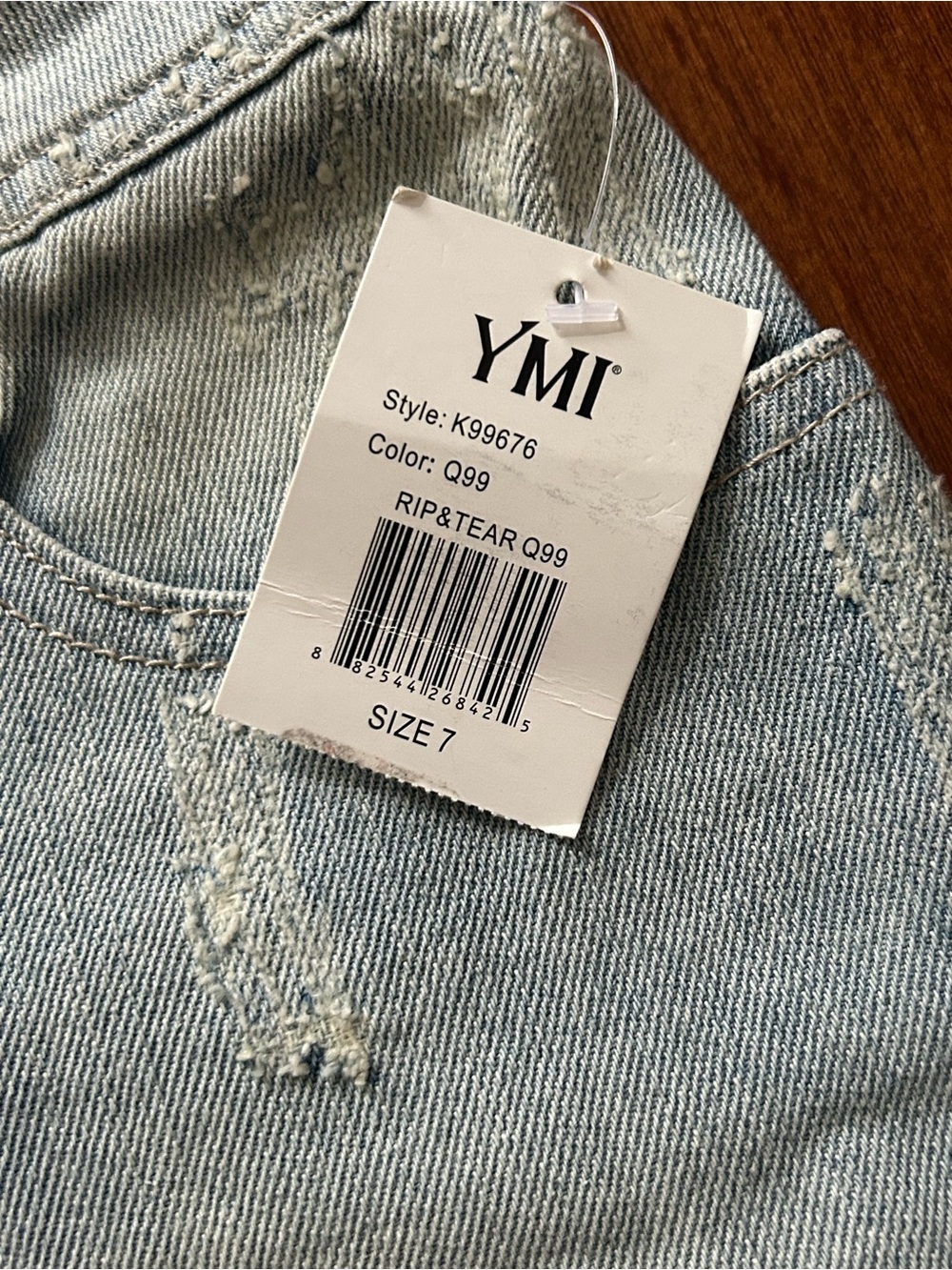 NEW YMI Distressed Denim Mini Skirt Full Button-Up Raw Hem Size 7 Y2K - Picture 6 of 10